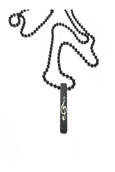 Herşey Nota Left Key Bar Pendant Black