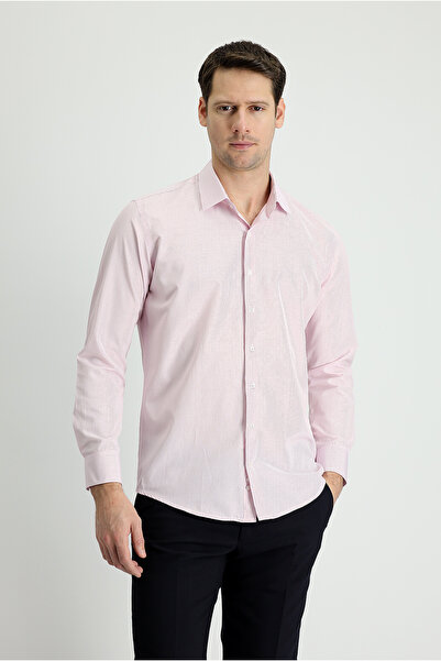 Kiğılı Long Sleeve Slim Fit Slim Fit Striped Cotton Easy-Iron Shirt