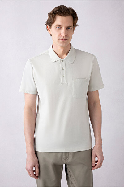 Kiğılı Regular Fit Cotton Embroidered Pocket Polo Neck T-Shirt