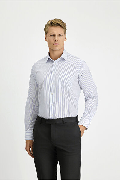 Kiğılı Long Sleeve Classic Striped Cotton Easy-Iron Shirt