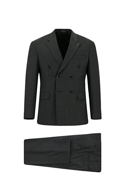 Abdullah Kiğılı 7 Drop Slim Fit Slim Fit Wool Piece Suit Patterned Double-Bre...