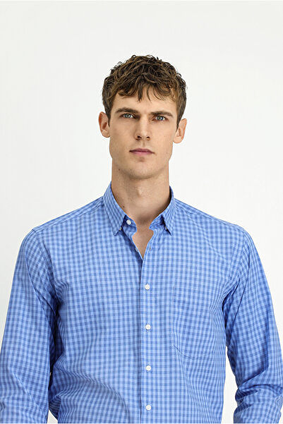 Kiğılı Long Sleeve Regular Fit Plaid Cotton Easy-Iron Shirt