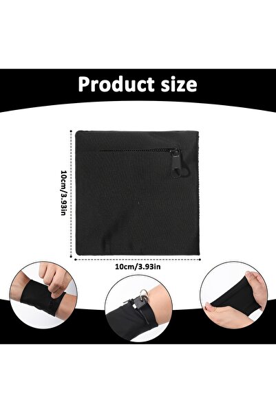 Choice black Wrist Purse Bag with Zipper Running Fitness Bike Safe Wristband ...