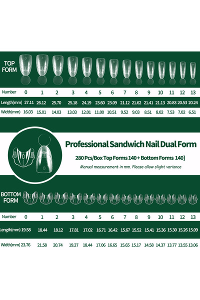 Choice SW-FSX-003-2 Nailpop French Line Dual Form Sandwich 280pcs Matte Clear...
