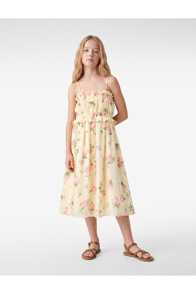 Koton Viscose Blended Floral Strap Chiffon Dress