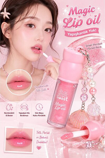 NUNUKO Charmlı Magic Lip Oil - Deniz Kabuklu Parlak Lip Gloss – Anahtarlıklı ...