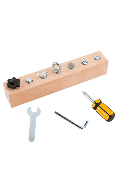 Choice Dark Khaki Montessori Busy Board Screw Lock Toy, Toddler Fine Motor Se...
