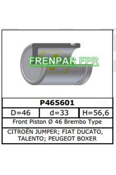 FPR Fren Kaliper Pistonu Ön Citroen, Fiat, Peugeot Boxer 02-