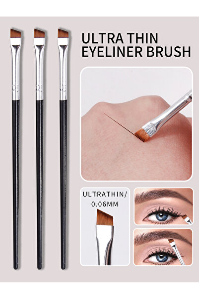 Choice black silver Extremely Useful! 3pcs Oblique Blade Eyeliner Brush Under...