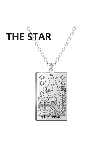 Choice25 steel color THE STAR Stainless Steel Classic Tarot Pendant Necklace ...