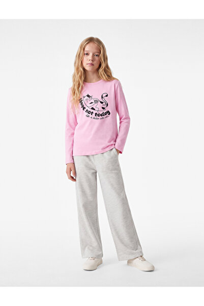 Koton Cotton Crew Neck Long Sleeve Printed T-Shirt