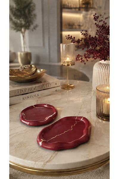 By Şirin Candle Luxry Desing 2li Dekoratif Tabak Seti