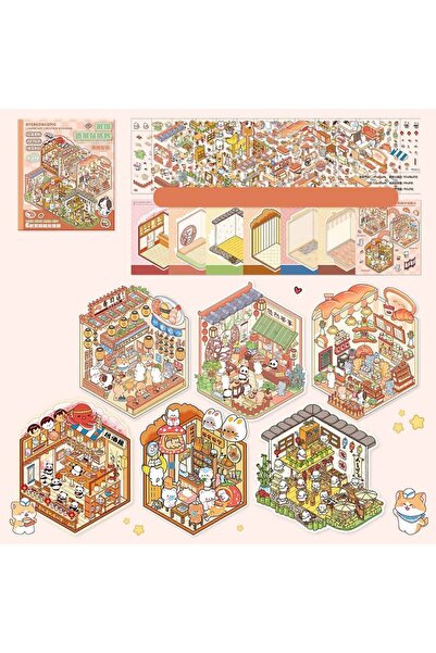 Choice4 C-6 scenarios 3D Cabin Scene Stickers Book Visual Stacking Cartoon Sc...