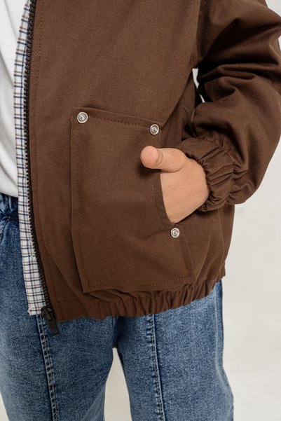 Jikko Baby Boy's Gabardine Bomber Jacket, Plaid Shirt, T-Shirt and Jeans 4-Piece Set 9100 Spr