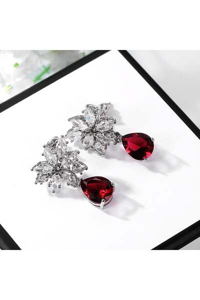 Choice E842 Huitan Elegant Women's Drop Earrings for Dance Party Crystal Red ...