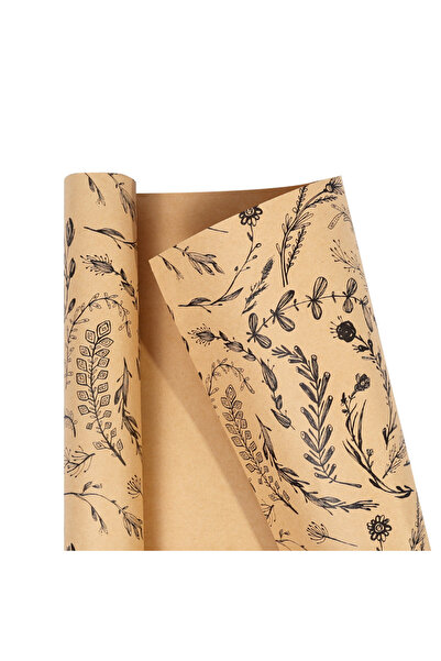Choice pattern 43×300cm Black Plants Wrapping Paper Roll - Vintage Paint Desi...