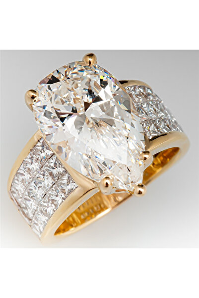 Choice 12 F923 Huitan Luxury Gold Color Water Drop CZ Wedding Rings for Women...