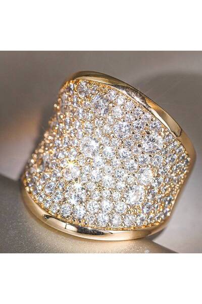 Choice 6 DJ231 Huitan Curve Design Luxury Women Ring Charming Party Gold Colo...