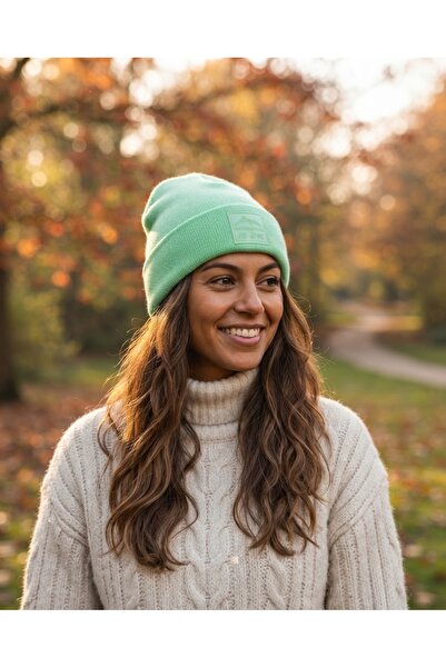 Fonem Unisex Embossed Printed Label Change Beanie Fo 2666 Neon Green - Folded...