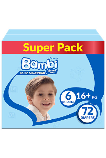 Sanita Bambi Baby Diapers, 72 Diapers, Size 6 (16+ kg), Super Pack