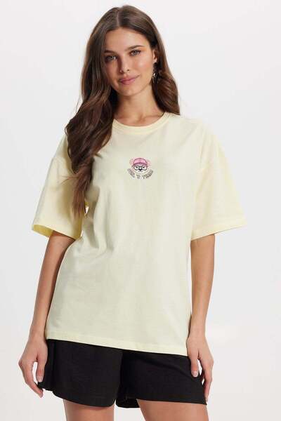 Tudors Γυναικείο μπλουζάκι με φαρδιά γραμμή, 100% βαμβακερό, με λαιμόκοψη ποδ...