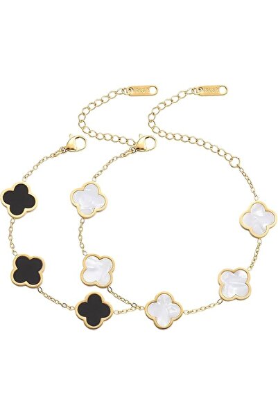Tempo 18k Gold Color Plated Clover Chain Bracelet for Women Girls, Adjustable...