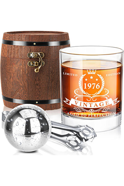OEM Collectible whisky glass engraved 1974 in a wooden gift box