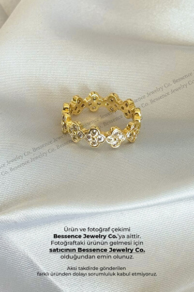 Bessence Jewelry Co 14K Gold VIP Tamtur Yonca Model Zirkon Taşlı Ayarlanabili...