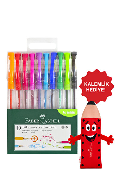 Faber Castell 1425 Tükenmez Kalem Seti, 10 Farklı Renk, Rahat ve Yumuşak Yazı...