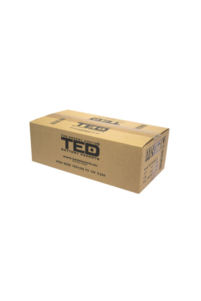 TED Electric Acumulator Staționar Etans AGM VRLA 12V 5.2A F2 T2 De Curent Ridicat, Dimensiuni 90mm x 70mm x h101mm