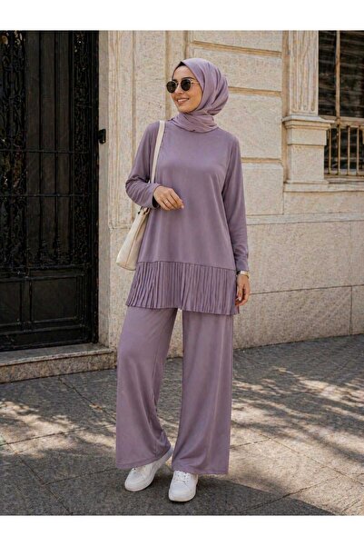 ECK MODA Γυναικείο Σετ από Ύφασμα Sandy Full Lycra, Ελαστικό Ύφασμα με Πλισέ ...