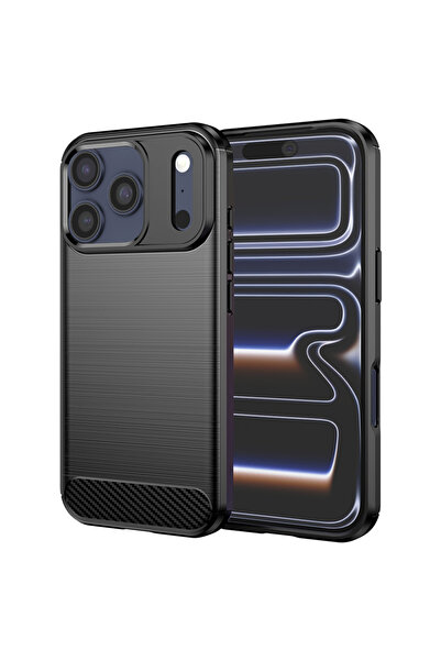 Techsuit Husa pentru iPhone 17 Pro, Carbon Silicone, protectie antisoc, negru