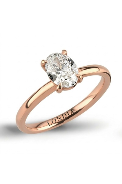 Londia Jewellery 18 AYAR ALTIN 1,00 KARAT DOĞAL PIRLANTA OVAL TEKTAŞ “MODERN”...
