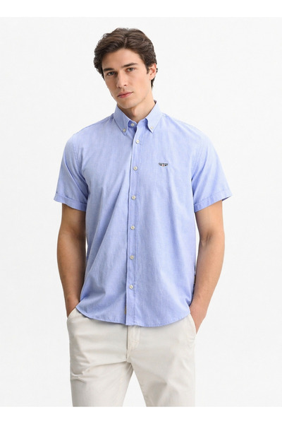 Galvanni Men's Short Sleeve Shirt -Esmay Blue