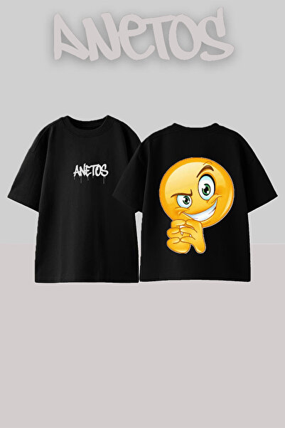 Anetos Μπλουζάκι από βαμβάκι με στάμπα στο πίσω μέρος, σε μαύρο χρώμα, με σχέ...