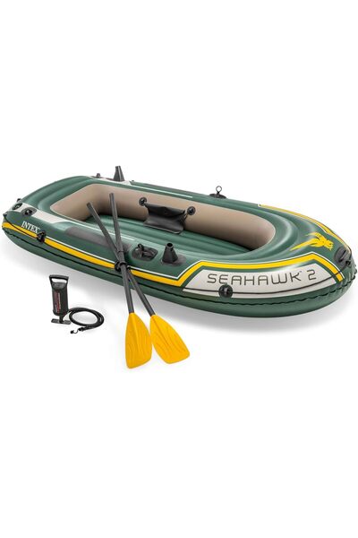 Intex Seahawk 2 Fishing Boat Set With Oars - 68347, Green