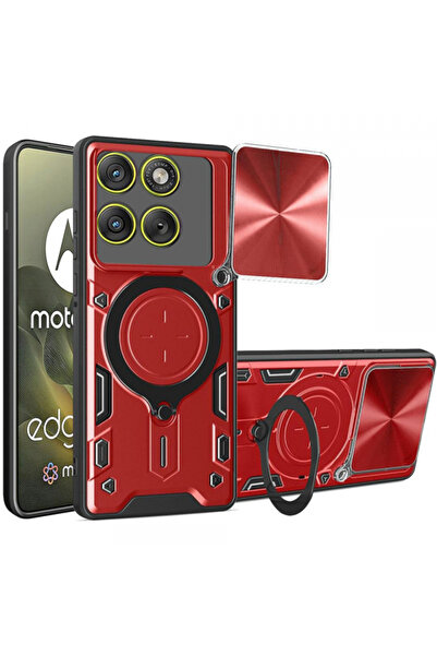 Stef's Cat Θήκη Motorola Edge 70, Γάτα του Στεφ, CamGuard Pro, Κόκκινο