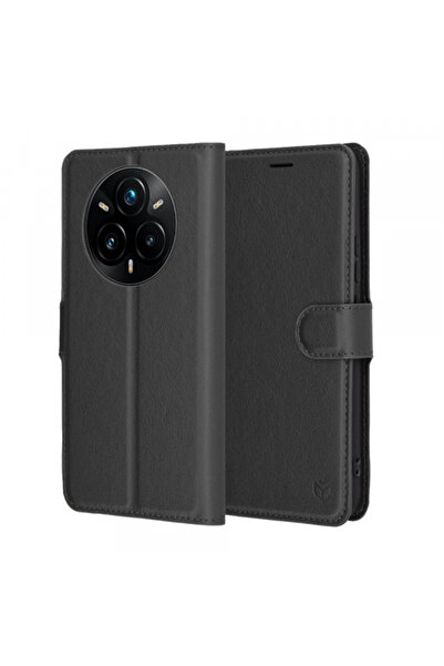 Stef's Cat Husa pentru Realme 14 Pro+, Stef's Cat, Leather Folio, Neagra