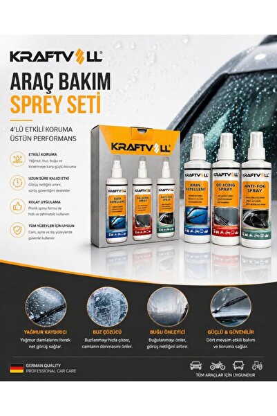 SIEGEN Kraftvoll 3'lü Araç Bakım Seti Yağmur Kaydırıcı+Buğu Önleyici+Buz Çözücü