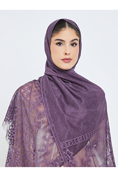Amirah By Styli Purple Lace Trim Hijab