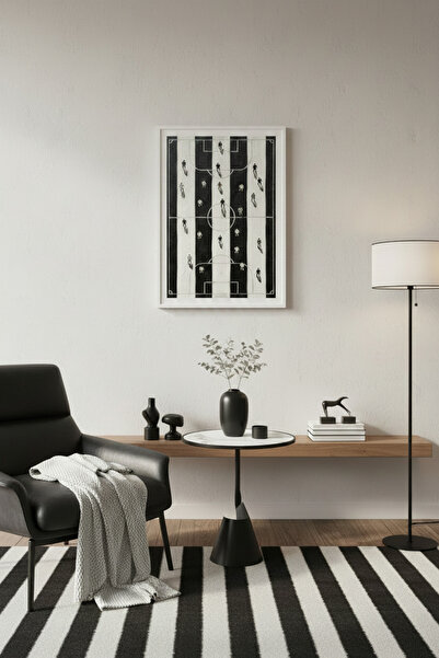 huhuli Huhu3122 Μαύρο-λευκό ριγέ γήπεδο ποδοσφαίρου με λευκό περίγραμμα, οπαδ...