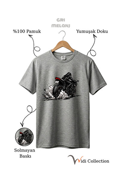 WİDİ Tricou unisex cu efect de fum, 100% bumbac, croială normală, Motor Tire ...