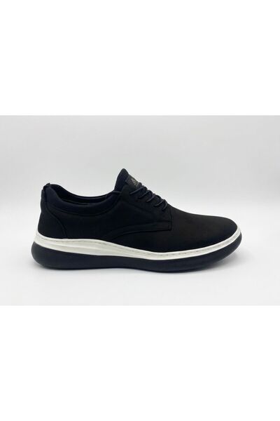 ATA AYAKKABI Men's Black Inner and Outer Genuine Leather Casual Shoes Ultra L...