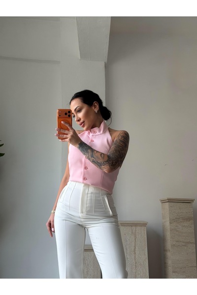 MY AÇELYA BUTİK Sırt Dekolteli Halter Yaka Bluz