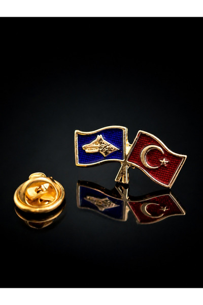 WALDORF GÖKTÜRK BAYRAĞI VE TÜRK BAYRAĞI YAKA ROZETİ MAVİ TASARIM