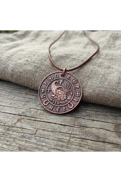 Zib Grips Velvet Copper Abundance Horn Rune Copper Pendant Handmade Boho Spiritual Gift