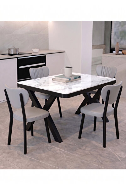 Avenza living 70x110 Sabit Mutfak Yemek Masası Takımı + 4 Adet Elma Sandalye