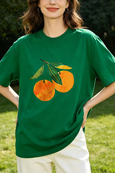 Fleck Womens T Shirts Orange Fruit Print Casual Style