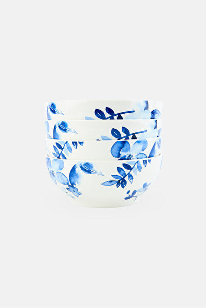 Catherine Malandrino 4 Pieces Floral Print Bowl Set, Multicolor