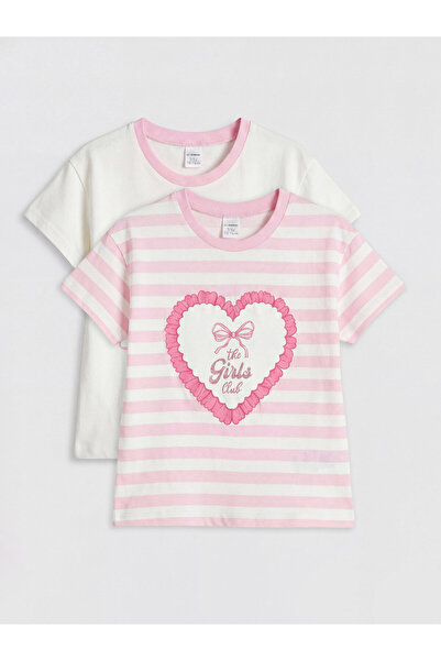 LC Waikiki Tricou de fete cu guler rotund, imprimat, pachet de 2